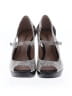 Style 100% Leather Silver Black Heels Size 6 - photo 2