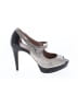 Style 100% Leather Silver Black Heels Size 6 - photo 1