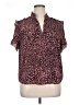 J.Crew 100% Polyester Animal Print Pink Short Sleeve Blouse Size XL - photo 1