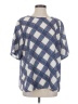 Carmakoma 100% Polyester Argyle Blue Short Sleeve Blouse Size S - photo 1