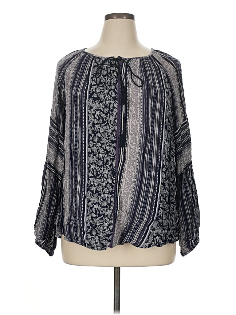 Pre-owned Ruff Hewn Long Sleeve Blouse In Gray