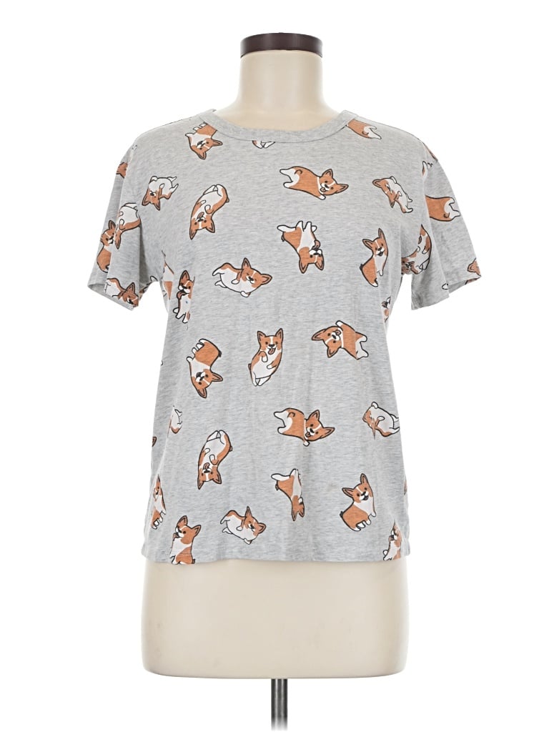 Pre-owned Zoe+liv Short Sleeve T-shirt In Silver