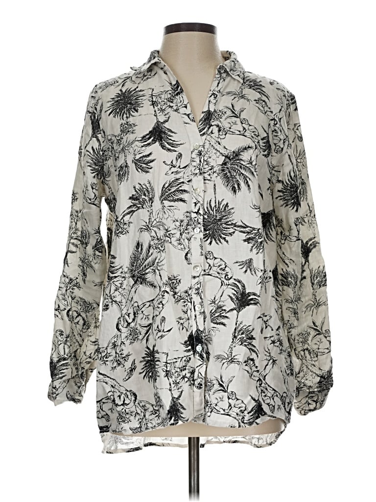 Pre-owned J By Joie Long Sleeve Blouse In Silver