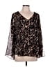 Jennifer Lopez 100% Polyester Animal Print Black 3/4 Sleeve Blouse Size L - photo 1