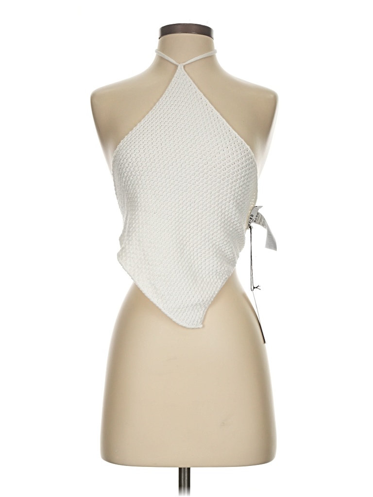 Pre-owned Na-kd Tank Top Ivory Halter Neckline Tops In White