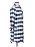 Topshop Checkered-gingham Blue 3/4 Sleeve Button-Down Shirt Size 4 - photo 4