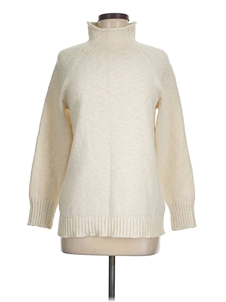 Pre-owned L.l.bean Turtleneck Sweater In White