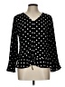 STOP Polka Dots Black Long Sleeve Blouse Size L - photo 1
