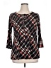 Ava James Argyle Black 3/4 Sleeve Blouse Size XL - photo 1