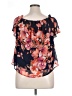 ECI 100% Polyester Black Short Sleeve Blouse Size L - photo 2