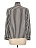 Iris & Ink 100% Silk Stripes Ivory Long Sleeve Silk Top Size 10 - photo 2