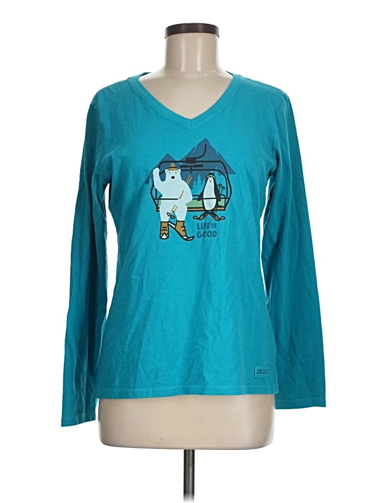 Pre-owned Life Is Good Long Sleeve T-shirt In Blue