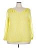 Lane Bryant 100% Polyester Polka Dots Yellow 3/4 Sleeve Blouse Size 18 - 20 Plus - photo 1