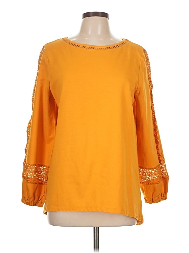 Pre-owned Hannah 3/4 Sleeve Top Orange Boatneck Tops