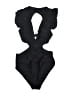 Unbranded Solid Black One Piece Swimsuit Size S - photo 1