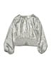 Gap 100% Polyester Metallic Silver Long Sleeve Blouse Size 8 - photo 1