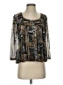 R.Q.T 100% Polyester Brown 3/4 Sleeve Blouse Size S - photo 1