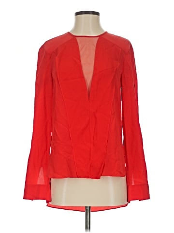 BCBGMAXAZRIA Long Sleeve Silk Top (view 1)