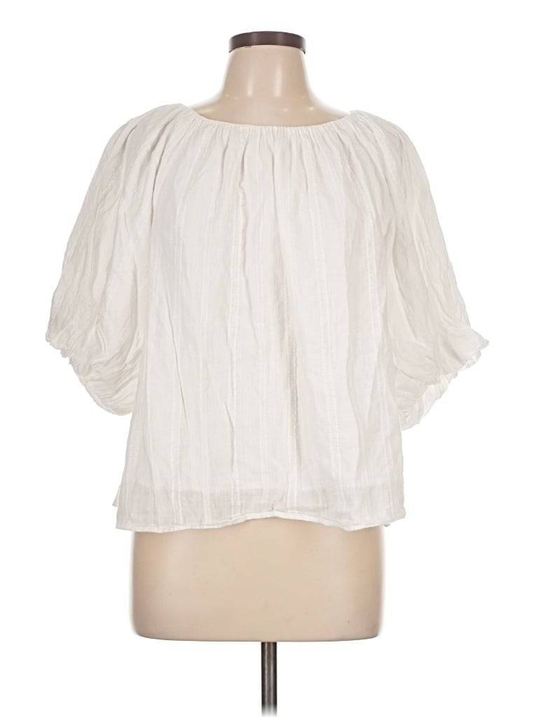 Pre-owned Unsubscribed Short Sleeve Blouse In White