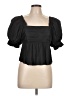 FRAME 100% Polyester Black Short Sleeve Blouse Size L - photo 1