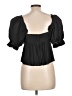 FRAME 100% Polyester Black Short Sleeve Blouse Size L - photo 2