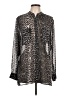Colleen Lopez 100% Polyester Animal Print Silver Black Long Sleeve Blouse Size L - photo 1