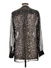 Colleen Lopez 100% Polyester Animal Print Silver Black Long Sleeve Blouse Size L - photo 2