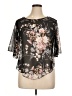 Unbranded Floral Black Short Sleeve Blouse Size 0X (estimated) - photo 1