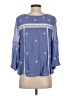 Floreat 100% Viscose Blue 3/4 Sleeve Blouse Size 4 - photo 2
