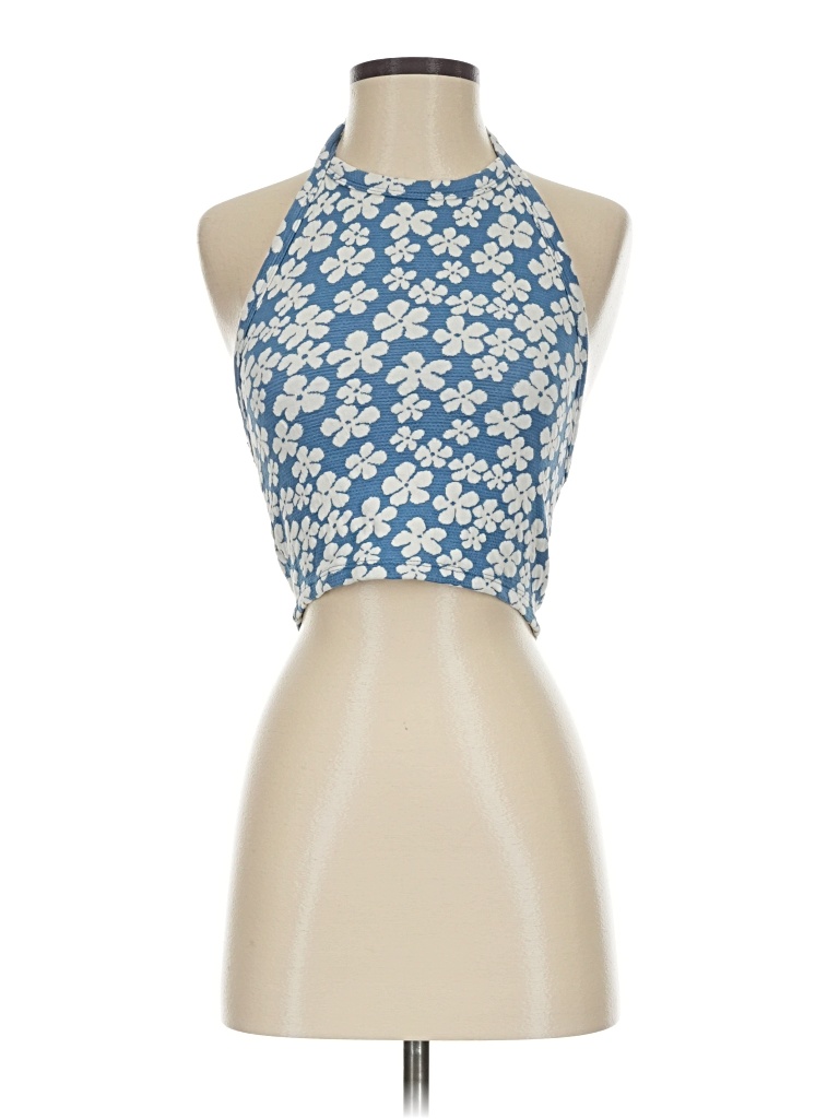 Pre-owned American Eagle Outfitters Tank Top Blue Halter Neckline Tops