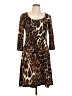 Connected Apparel Animal Print Brown Casual Dress Size 10 - photo 1