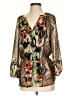 Calvin Klein 100% Polyester Brown Long Sleeve Blouse Size S - photo 1