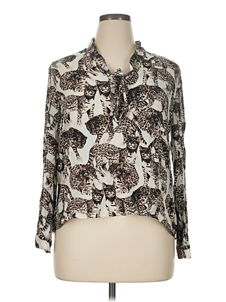 Pre-owned H&m Long Sleeve Blouse In White