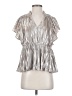 THML 100% Polyester Metallic Silver Short Sleeve Blouse Size XS - photo 1