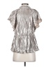 THML 100% Polyester Metallic Silver Short Sleeve Blouse Size XS - photo 2