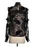 Three Floor Black Long Sleeve Blouse Size 0 - photo 2