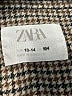 Zara 100% Cotton Houndstooth Gray Brown Coat Size 13 - 14 - photo 3