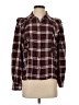 Zara 100% Polyamide Plaid Burgundy Long Sleeve Blouse Size S - photo 1