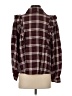 Zara 100% Polyamide Plaid Burgundy Long Sleeve Blouse Size S - photo 2