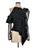 Self-Portrait 100% Polyester Polka Dots Black Blue Sleeveless Blouse Size 4 - photo 1