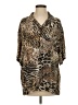 Céline 100% Viscose Animal Print Brown Tan Short Sleeve Blouse Size EU 36 / US 6 - photo 1