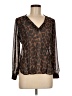 Eight Sixty 100% Polyester Animal Print Brown Long Sleeve Blouse Size M - photo 1