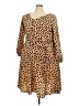 Shein Curve 100% Polyester Animal Print Brown Casual Dress Size 2X - photo 1