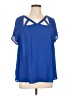 Torrid 100% Polyester Blue Short Sleeve Blouse Size Lg Plus (0) - photo 1