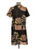 Cotélac 100% Polyester Graphic Brown Casual Dress Size Sm (1) - photo 2