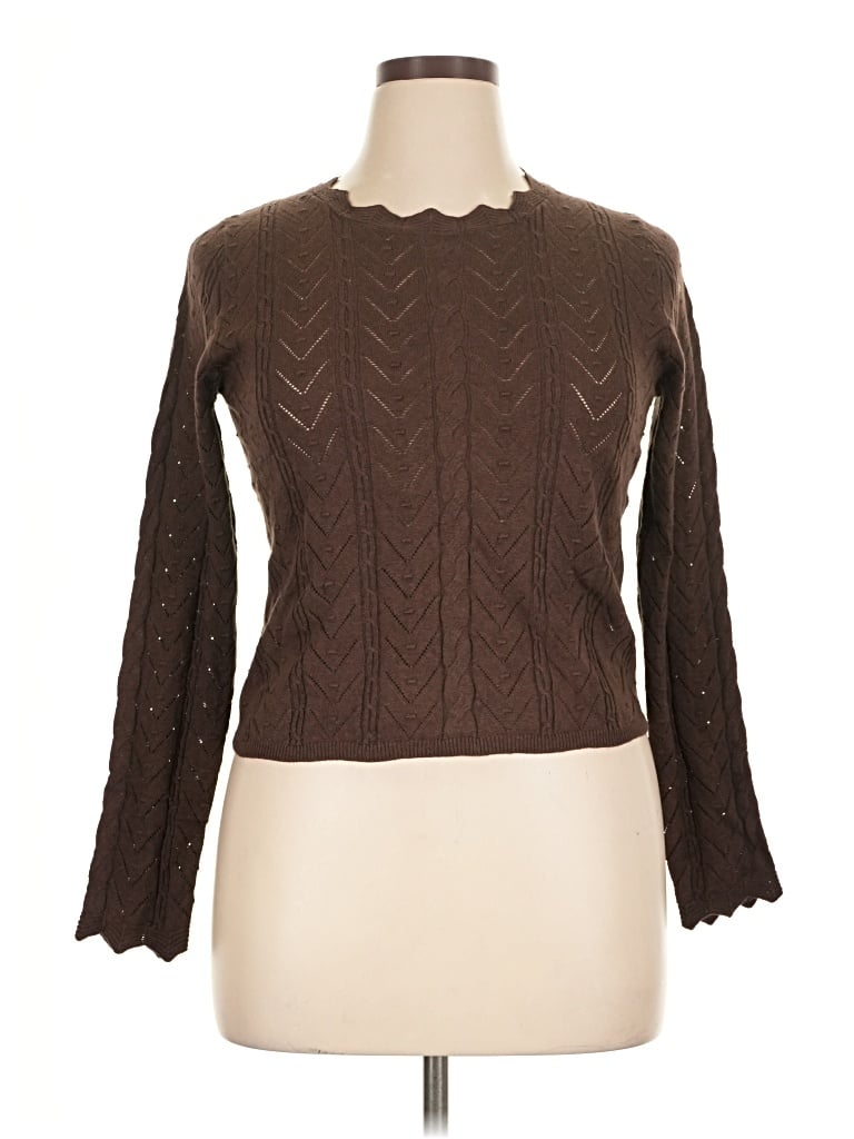 Pre-owned Spell Long Sleeve Top Brown Mock Neckline Tops