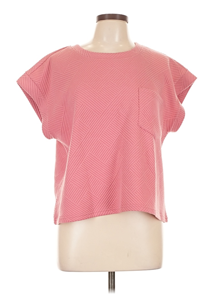 Pre-owned Entro Short Sleeve Top Pink Square Neckline Tops