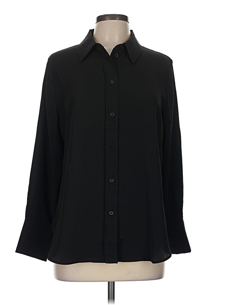 Pre-owned H&m Long Sleeve Blouse In Black