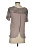 Rebecca Taylor 100% Polyester Metallic Silver Short Sleeve Top Size 2 - photo 2