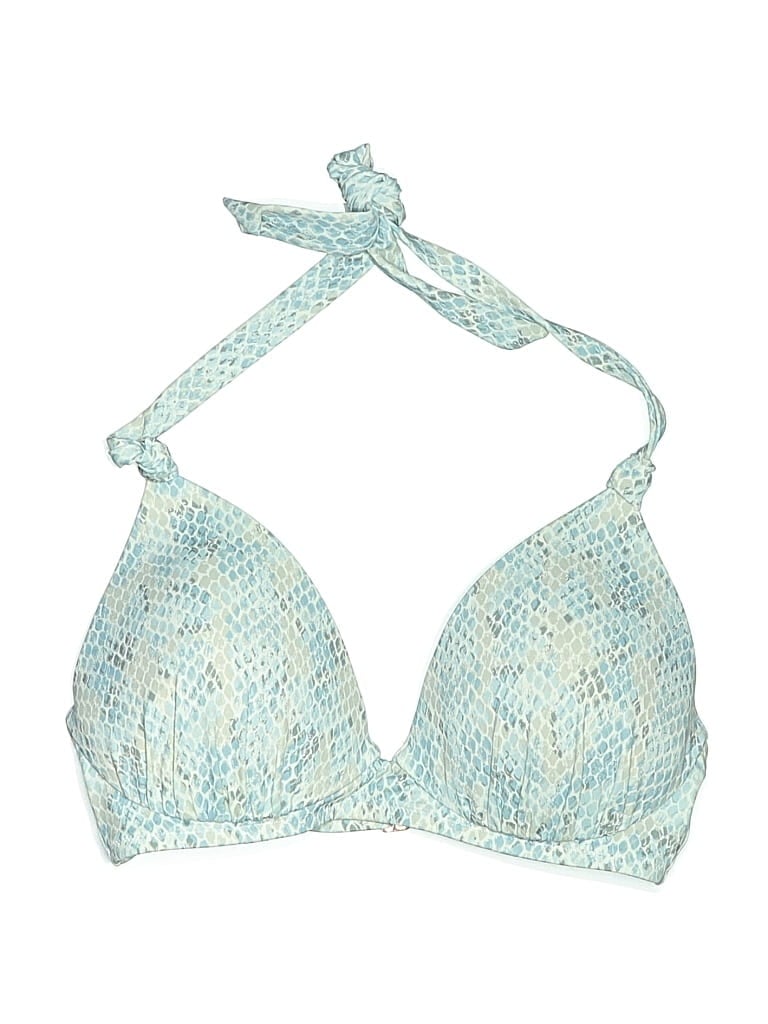 Pre-owned Shade & Shore Swimsuit Top Blue Tweed Pattern Swimwear